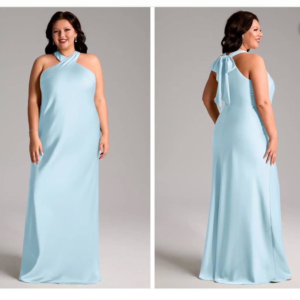 Azazie Doretta Satin Stretch Sky Blue A16